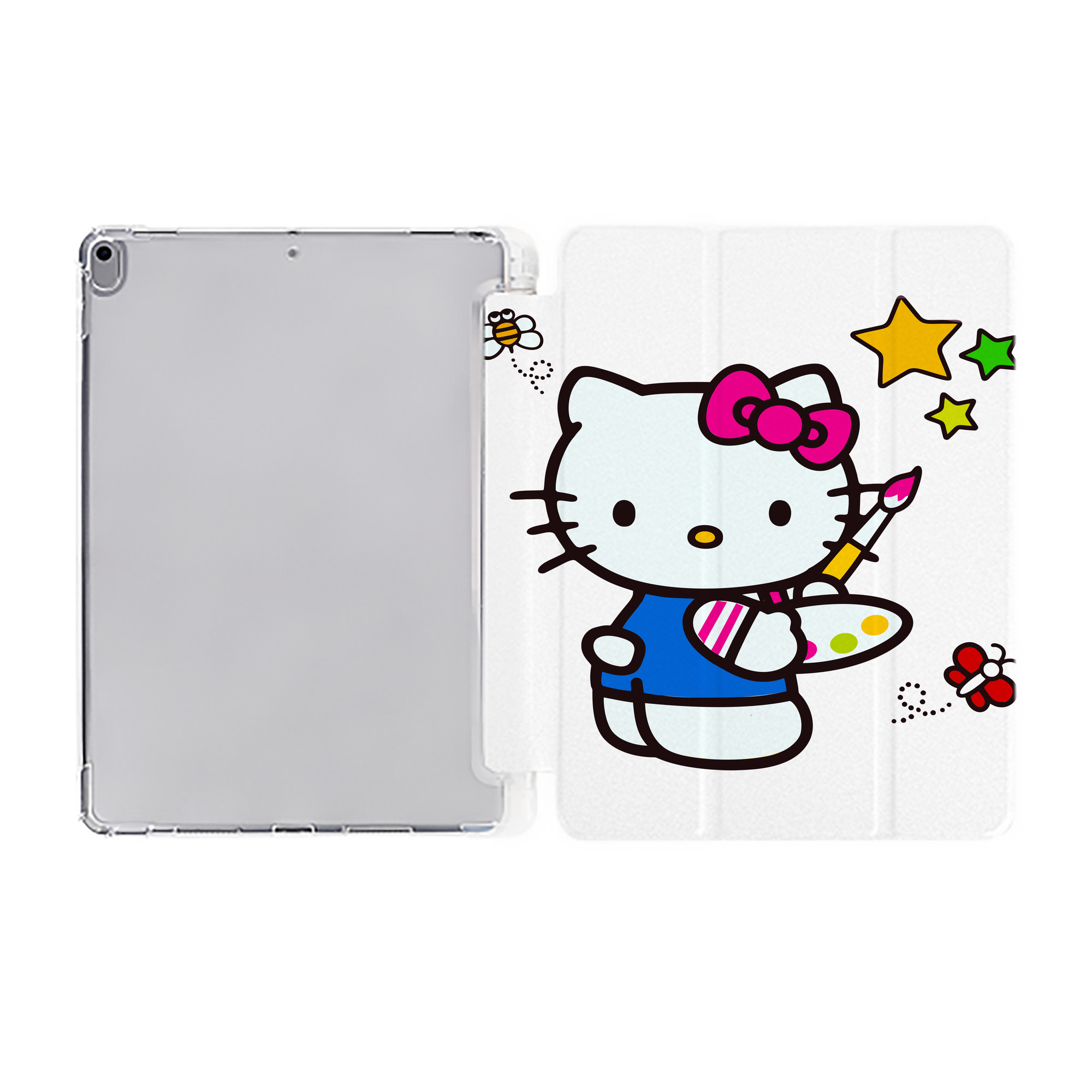 （画像用） Hello Kitty ハローキティ IPad ケース ペン収納付き 三つ折りスタンド PUレザー×シリコン 対応機種9.5/10.5/10.9インチ